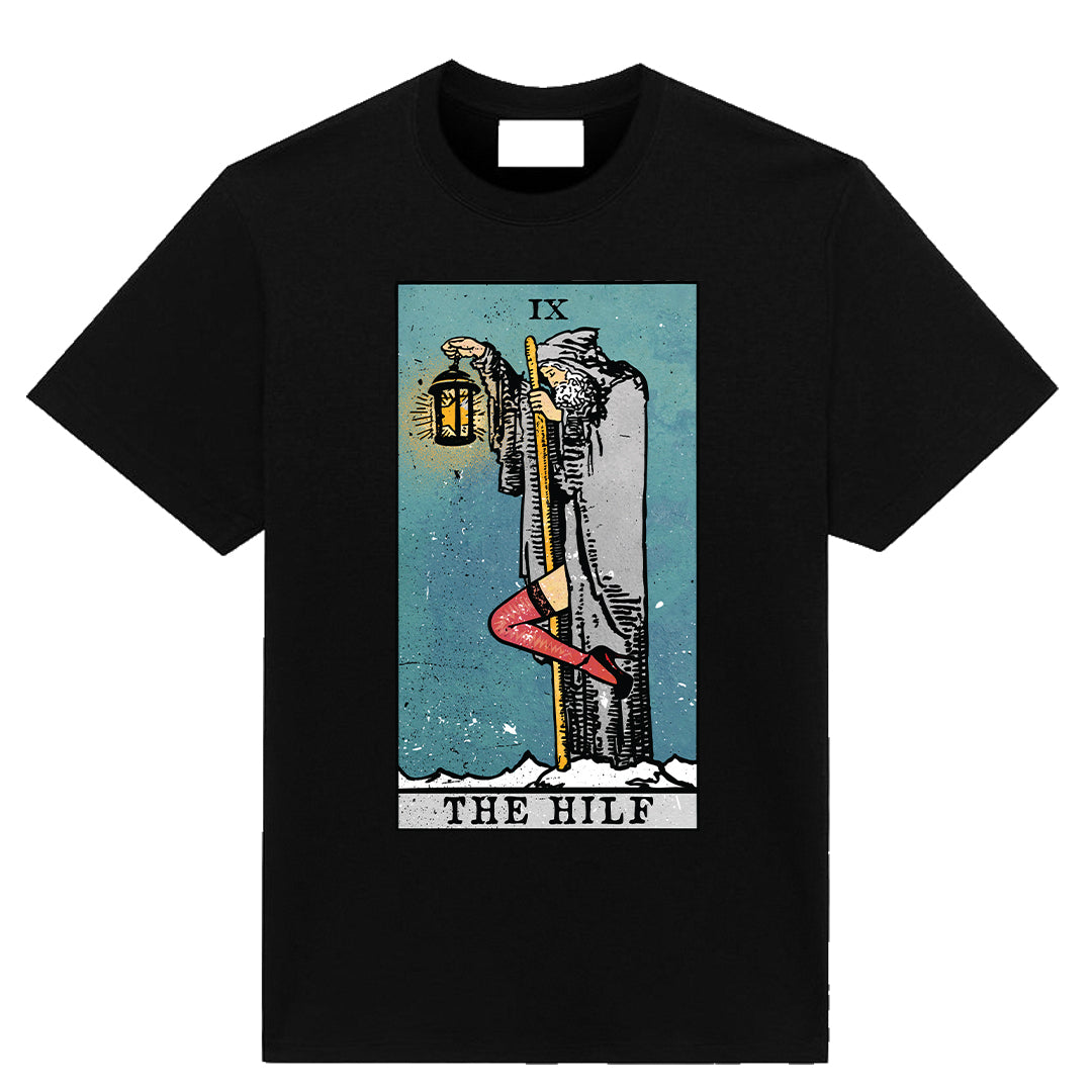 The HILF Tarot T-Shirt by Neesh Labs featuring original occult tarot artwork.