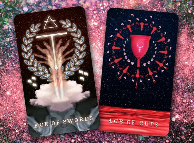 Arcanaless Apocrypha Ace of Swords and Ace of Cups tarot cards