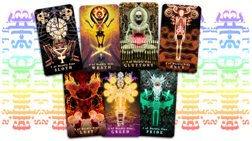 Arcanaless Ars Occludia and Majorly Warpt tarot cards arranged in a relationship reading spread