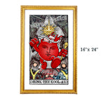 Drink the Kool-Aid tarot-inspired 16x24 fine art print by Matthew Pazzol, featuring a giant red pitcher holding a spoon above two devoted followers.