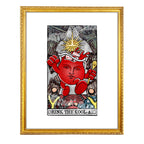Drink the Kool-Aid tarot-inspired fine art print by Matthew Pazzol, featuring a giant red pitcher holding a spoon above two devoted followers.