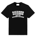 Black t-shirt with white warped text reading “Gizzard Gizzard and the Gizzard Gizzard” in psychedelic rock style font