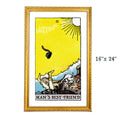 Man’s Best Friend tarot-inspired 16x24 fine art print by Matthew Pazzol, featuring a fallen figure, a small white animal, rocky terrain, and a bright yellow sky.