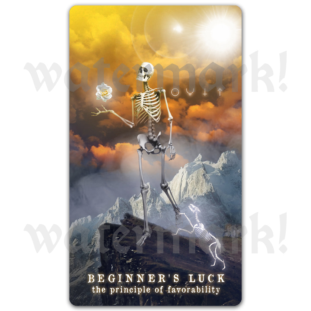 Arcanaless tarot sticker ‘Beginner’s Luck’ by Matthew Pazzol — modern, symbolic tarot art printed on durable vinyl