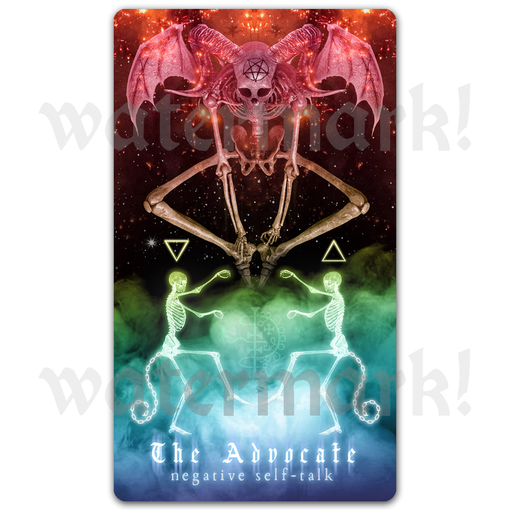 Arcanaless tarot sticker ‘The Advocate’ by Matthew Pazzol — unique inclusive tarot illustration on high-quality vinyl.