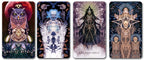 Arcanaless One of Birds card with three dark surreal archetype cards