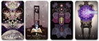 Arcanaless cards Tou Poneru, The Banned Book and two abstract symbolic tarot booster cards