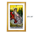 The Empress tarot-inspired 16x24 fine art print by Matthew Pazzol, featuring a crowned figure seated with a pig and holding a shotgun against a bright yellow background.