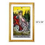 The Empress tarot-inspired 16x24 fine art print by Matthew Pazzol, featuring a crowned figure seated with a pig and holding a shotgun against a bright yellow background.