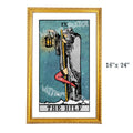 The Hilf tarot-inspired 16x24 fine art print by Matthew Pazzol, featuring a solitary figure, glowing lantern, fishnet stockings, and moody vintage-style colors.