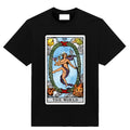 The World tarot t-shirt black graphic tee front view
